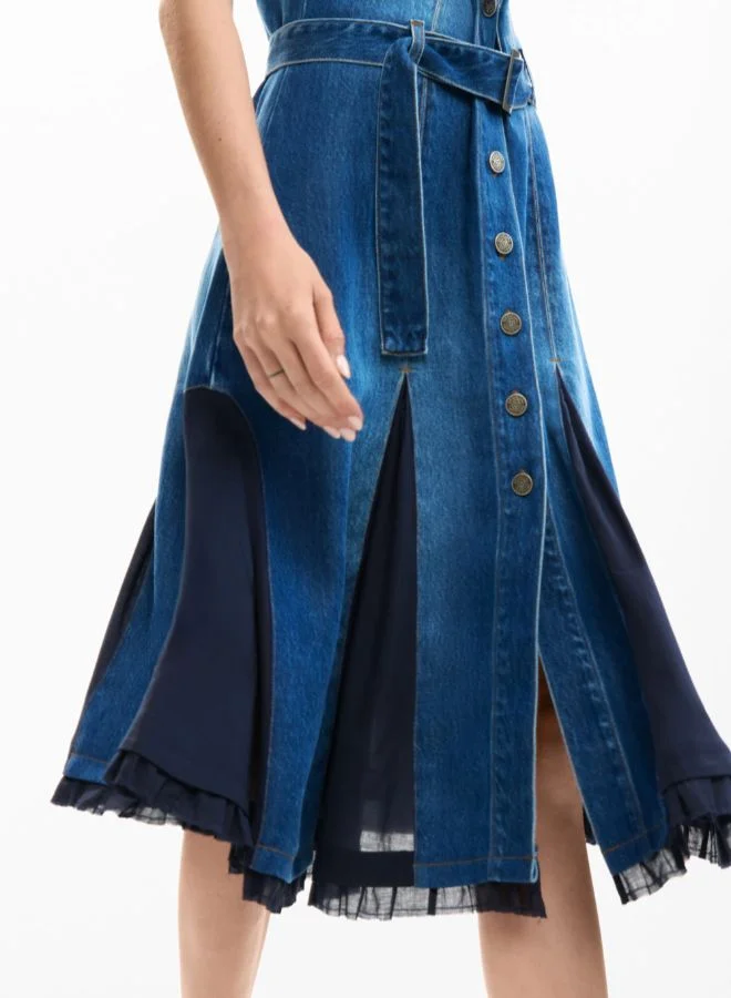Desigual denim blue Denim midi dress for Women | Best Price UAE